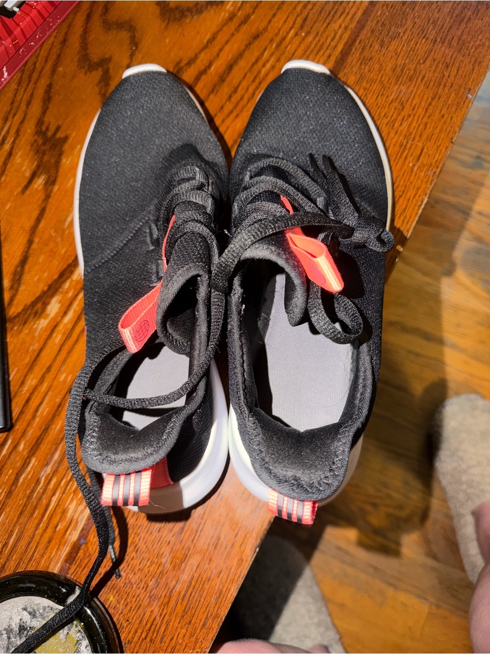 adidas Women’sBlack Sneakers with Coral Accent